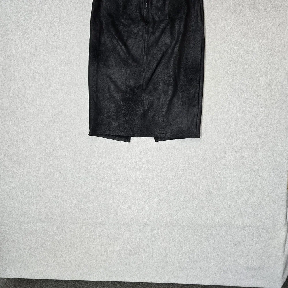 Free People Women Skirt S Black Whitney Vegan Pencil Faux Suede Leather Wrap